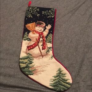 Vintage Knit Snowman Christmas Stocking